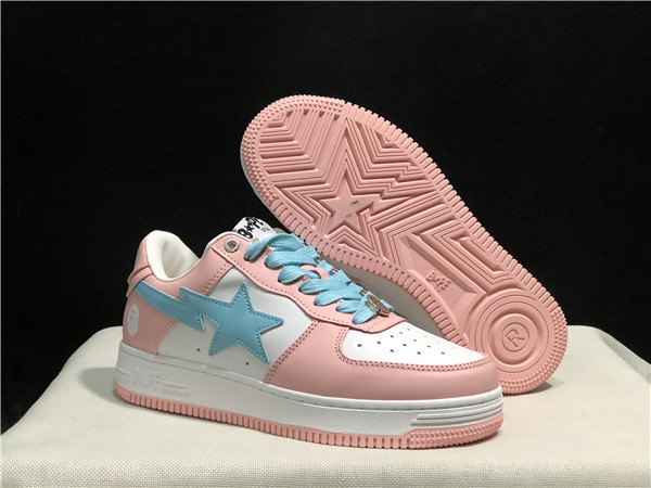Women's Bape Sta Low Top Leather Pink/White Shoes 0013